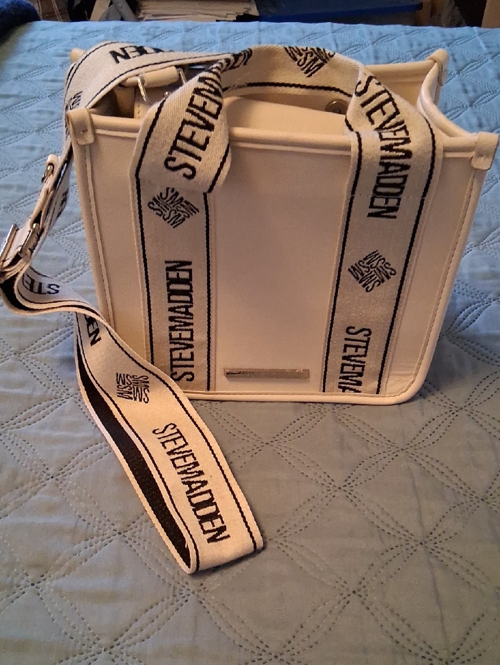Steve Madden Cream  Crossbody Bag with Branded Straps